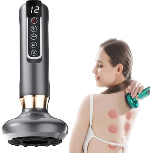 Handheld Cellulite Massager, Professional Cellulite-Massager, Red Light Massage Electric Cupping Glasses, Anti-Cellulite Ma-ssager with 12 speeds for Arms, Legs, Back Used at Home (Gray)