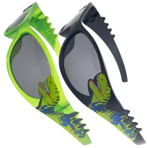 JSTHHTT 2Pcs Gafas de Sol Infantiles para Niñas y Niños de 3 a 8 Años, gafas sol Niño del Dinosaurio, Dinosaurio Gafas de Sol Infantiles para Playa Salidas Ciclismo Cumpleaños