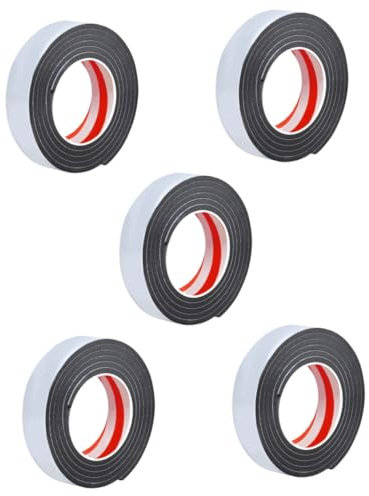 Veemoon 5 Rollos Alfombra Antideslizante Tira Adhesiva para Piso insonorización de la Puerta del Dormitorio pelado de insonorización Cinta de Sellado de Puerta Cinta Adhesiva Espuma Negro