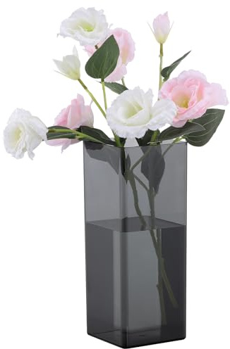 Segus Jarrones Decorativos Centro de Mesa, 10 X 25cm Florero Acrílico Transparente, Jarrón Cuadrado para Arreglos Florales, Centros de Mesa (Negro Translúcido)