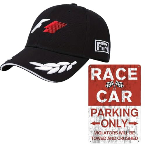 2-piece baseball cap set suitable for F1, adjustable race cap with pattern