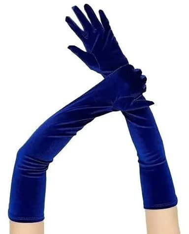 Långa brudhandskar för damklänning sammet 55 cm för bröllop, Färg 6, one size
