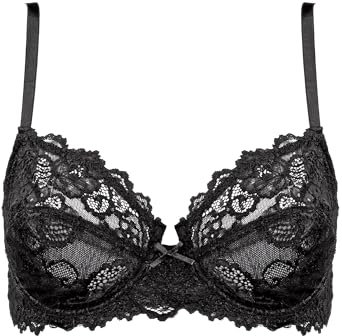 Cotonella, Reggiseno a Balconcino Sabrina in Pizzo Elasticizzato con Ferretto - Reggiseno dal Rinforzo Interno e Laterale della Coppa in Tulle, Senza Imbottiture - Art. CD027