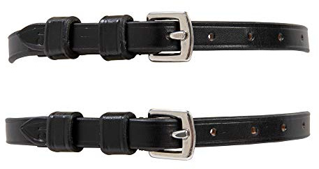 Huntley Equestrian Premium English Leather Spur Straps (Black, 18 Inches Long)