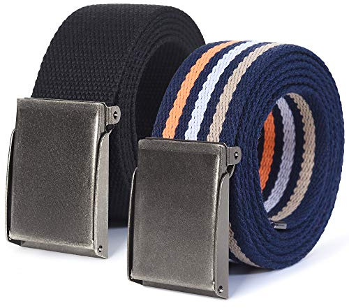 Mile High Life Canvas Web Belt | Klipp för att passa upp till 132 cm | Flip-Top matt silver nickelspänne 12 färger