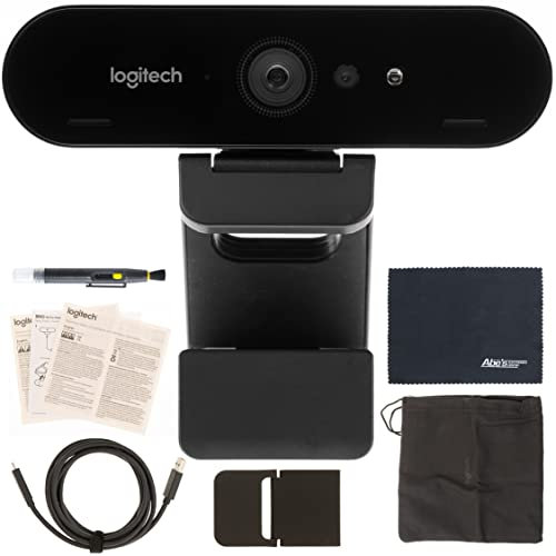 AOM DENDAWEN Logitech BRIO UHD 4K Webcam (960-001105) with RightLight 3 and HDR Technology Bundle Kit