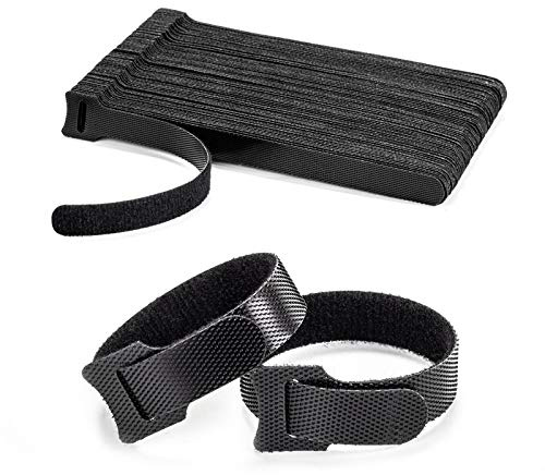 OneLeaf 80PCS Reusable Cable Ties, Black Adjustable 6-Inch Cord Organizer Ties, Multi-purpose Hook Loop Cable Management Wire Ties for Organizing Home, Office, Data Centers