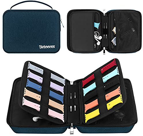 Betoores Bolsa de Organizador de Correa de Reloj, Caja de Almacenamiento de Correa de Reloj Caber 40 Bandas de Reloj, Estuche Bolsa para Correa de Smartwatch para Cable, Alfiler
