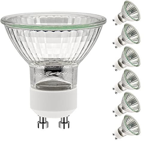 Simusi Lot de 6 ampoules halogènes GU10 50 W GU10 Réflecteur halogène Base GU10 Dimmable 2700 K Blanc chaud GU10 Halogène pour cuisine bureau maison