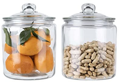 ORNAMI Biscuit Glass Storage Kitchen Jar with Airtight Lid (4.2L, Set of 2)