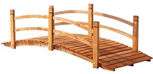 Outsunny Pont de Jardin en Bois Décoration du Jardin dim. 185L x 72l x 58H cm avec Balustrade - Bois de Sapin - Orange