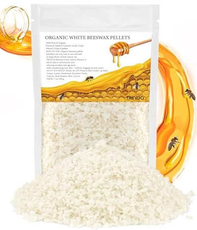 TRINIDa Beeswax Pellets 200g, White Bees Wax for DIY Candles, Beeswax for Candle Making, Skin, Body, Face, and Hair Care, Lotions, DIY Creams, Lip Balm and Soap Making Supplies