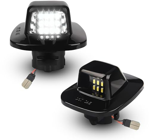 LESAUCE LED License Plate Light Lamp Assembly Compatible with 1988-1999 Chevy C1500 K1500 Silverado Sierra Pickup Tahoe Yukon Blazer S10 Sonoma S15 Black Housing 6000K White, Pack of 2
