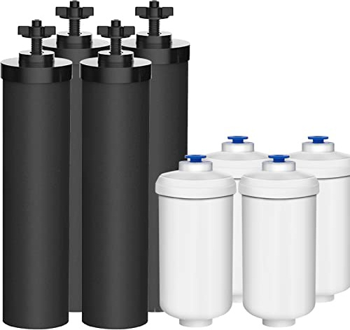 Water Filter Replacement for Berkey - 4 Black and 4 Fluoride Filters for Water Filtration System