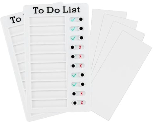 2 pezzi Checklist Boards To-do-liste-checklist Lavagna Memo Checklist Tabs Portable Memo Chore Chart per bambini adulti RV Checklist Promemoria con 4 carte vuote intercambiabili