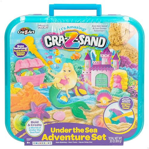 ColorBaby CRA-Z-Art - Set Arena moldeable para niños, 5 moldes, 1 Moldeador, 1 Cofre del Tesoro, Juego para Hacer Formas, Pasta moldear mágica, Juegos plastilina 6 años, 47165