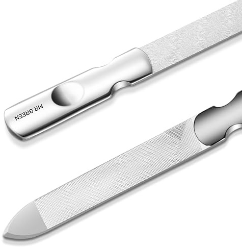 MR.GREEN Double Sided Nail Files Stainless Steel Manicure Pedicure Grooming for Professional Finger Toe Nail Care Tools (Short)