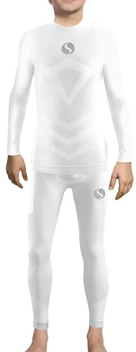 sesto senso Lange Thermo Unterwäsche Kinder Jungen weiß Sport Bunt Kompressionshose Thermounterhemd 4XS/3XS White