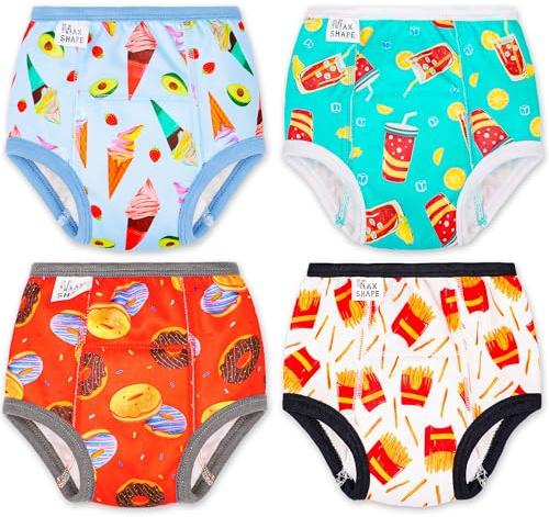 Max Shape 4 Packs of Potty Training Underwear for Girls with Supper Absorbent-Layer,Reusable Baby Toilet Training Pants Doughnut 3 Years