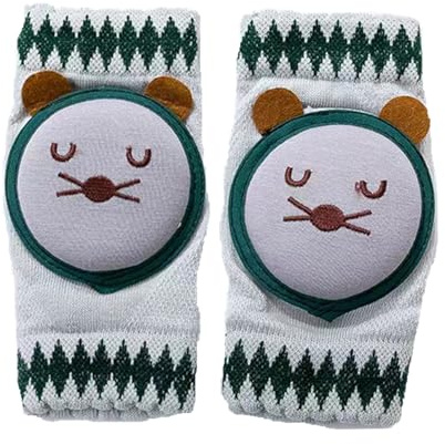 LIUHUIZEYU Baby knäskydd, tecknad katt halkfria krypande knäskydd nät andningsbara gående knävärmare för 0-4 år gamla småbarn flickor och pojkar (1 par), gRÖN, Uniform size