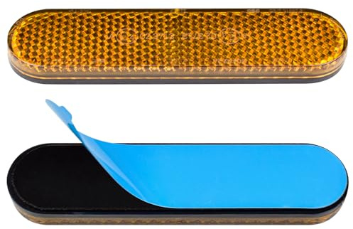 Cretassion 2 Pezzi Giallo per Moto e Bicicletta Riflettore E4-Testato, Riflettore Rettangolare Catadiottro Occhio di Gatto Posteriore Autoadesivo
