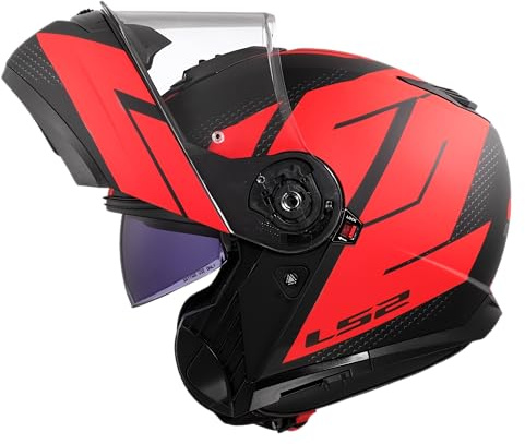 LS2, Casco Moto Modulare STROBE II CODE Matt Black Red, XL