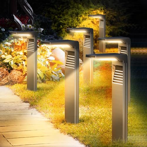Boadw LED Outdoor Solar Light, 2 modes lumineux, chaud chemin d'éclairage solaire blanc ip64 imperméable à l'eau pour l'extérieur, arrière - Cour, jardin, pelouse éclairage 6pcs