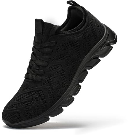INYO Womens Trainers Running Shoes Fitness Sneakers Lightweight Breathable Jogging Walking Gym Sports Casual Trainers Tennis Shoes Black Size 6.5 UK