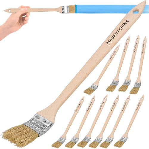 Brosse à Manche Long, 10 Pièces Pinceau pour Radiateur,pour Radiateur,d'angle, Brosse pour Lier Les Calories, Pinceau pour Calories, Largeur 38 mm, Longueur 40 cm