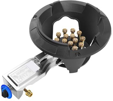 Piano cottura a gas portatile da 16 kW a bruciatore singolo, fornello a GPL/NG, con protezione anti-fiamma, durevole griglia in ghisa per campeggio, roulotte, cucina all'aperto (16 bruciatori)
