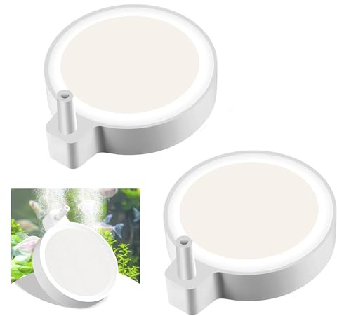 2 Stück Nano Sprudelstein für Aquarium, Durchmesser 5cm, Luftstein Aquarium LuftausströMer, Ultra-Mikroblasen Aquariumluftsteine, Geräuschloser Nano-Luftstein, für Aquarien Bis Zu 60cm, Eimer, Teiche