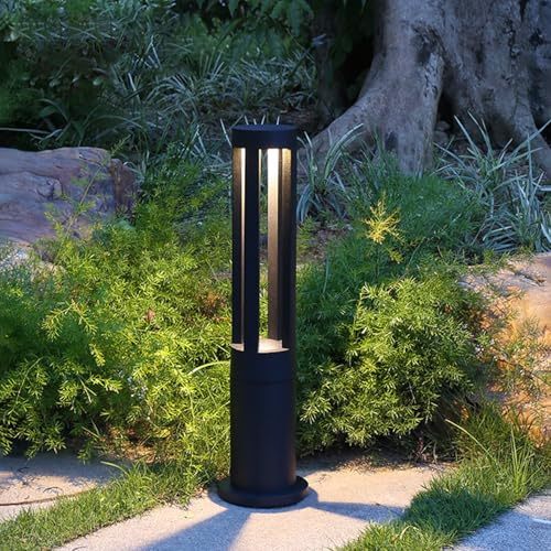 HMAKGG Bollard Lights Outdoor, 10W Garden Post Lights, Pathway Lighting, IP65 Waterproof Garden Lamp Post, Warm White 3000K, Aluminum Path Light for Patio Driveway Landscape Lawn Yard, Black, 60cm