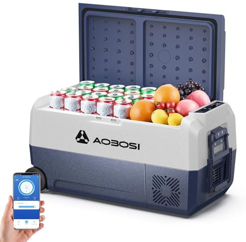 AAOBOSI Frigorifero Auto 36L, Frigo Portatile con Congelatore e Controllo APP da -20℃ a 20℃, Alimentazione 12/24V CC e 100/240V CA per Auto, Camion, Camper, Campeggio, Viaggi e Casa