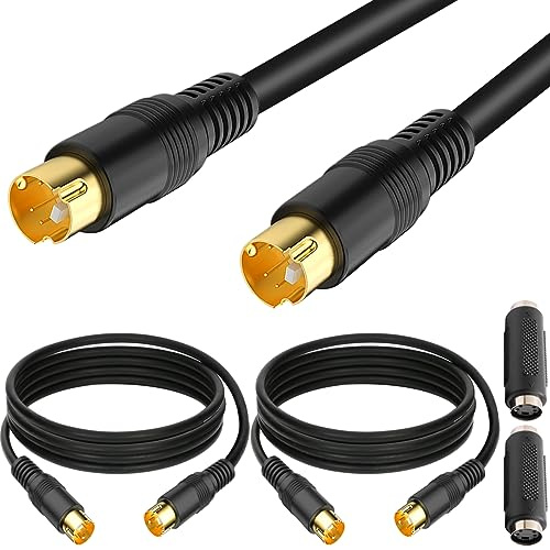 HAAMNING7 Cable S-Video SVHS 4 pines SVideo macho a macho adaptador de cable acoplador para Super Video TV videocámara VHS DVR reproductores de DVD, Mini Din 4 pines enchufes de cable, 2 piezas