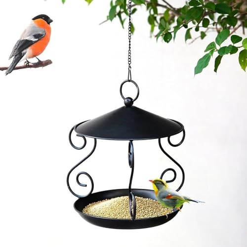 Distribuidores De Alimentos Para Pájaros Silvestres - Bandeja de Metal Impermeable Para Alimentos - Dispensador De Aves Al Aire Libre Suspendable,Para Observación Jardín Balcón