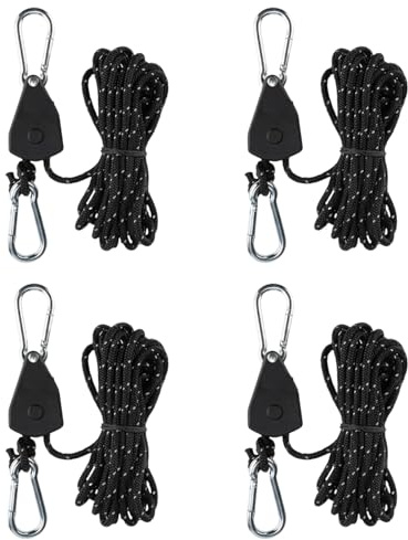 4 PCS Tent Guy Ropes, Guy Rope Tensioners and Awning Pole Tensioner for Camping and Grow Light Installation, Adjustable Guide Ropes with Durable Construction