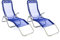 Nexos Trading Gartenliege 2er Set Bäderliege 160 x 48,5 x 100 cm Textilene blau 5kg Armlehne Stahlrahmen Relaxliege klappbar Kippliege bis 100 kg belastbar wetterfest pflegeleicht Farbe wählbar