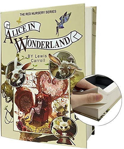 TourKing Cassaforte diversiva a forma di libro in vera carta, con serratura di sicurezza a combinazione, cassaforte nascosta a libro di diversione (Alice, chiave)