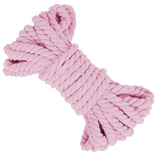 LEREATI 10mm Macrame Cord 10m Thick Macrame Rope Soft Cotton Rope, Natural Cotton Twine String for Macrame Plant Hanger, Wall Hanging, Knitting, DIY Crafts, Gardening, Decoration (Pink)