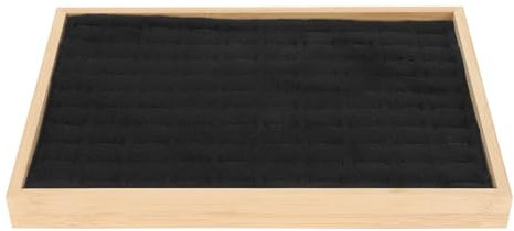 Cyrank Organizer per gioielli da vetrina, 100 vassoi per display con inserto per anelli in griglia Porta anelli in legno Organizer per gioielli per donne e ragazze(Nero)