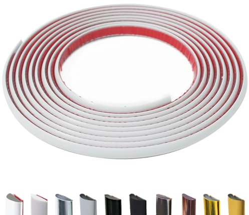 JSIWOTH Peel and Stick Trim Moulding, 8M D-Shape Baseboard Trim Flexible for Walls, Edges & Borders, Window & Door Frames, Backsplash, White Waterproof and Self Adhesive Trim