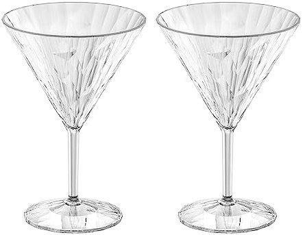 koziol Superglas Club No. 12, 2 Stück, 250 ml, Martini-Glas aus kristallklarem Kunststoff, luxuriös, unzerbrechlich, wiederverwendbar, Party, Camping, 2er Set