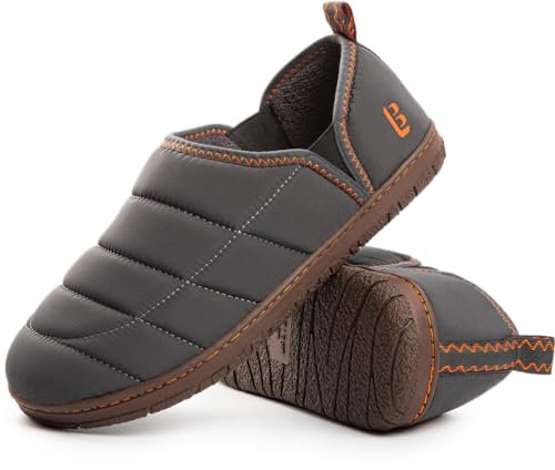 LongBay Men's Outdoor Slippers Memory Foam Camping shoes Nylon Non-Slip Indoor Outdoor Grey, 10