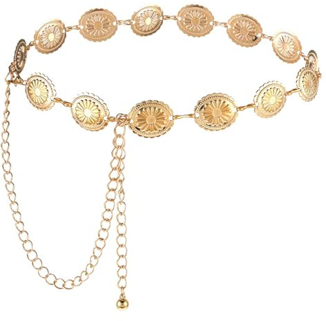 GEEHUA Damen Kettengürtel Gürtel Damen Gold Boho Gürtel Taillenkette Concho Gürtel Kettengürtel Boho Taillenkette für Damen Kleider Jeans