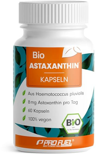 BIO Astaxanthin-Kapseln 60x - Astaxanthin hochdosiert & bio - 8 mg Astaxanthin pro Kapsel - Algamo® Premium Astaxanthin aus der Blutregenalge (Haematococcus pluvialis) - laborgeprüft mit Zertifikat
