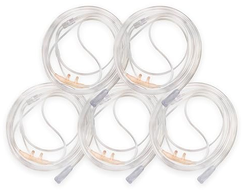 JWYN 5pk 7Ft Adult Oxygen Nasal Cannula, Salter Style, Trumpet Connector