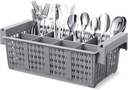16 Commercial Dishwasher Silverware Basket 8 Compartment, Grey, Classical