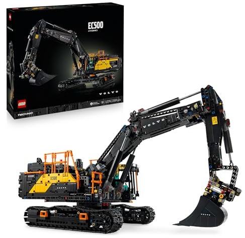 LEGO Technic Volvo EC500 Hybrid Excavator - Motorised Construction Vehicle Model Kit for Adults - incl. a Movable Boom Arm & Tracks plus Hammer & Shovel Tools - Gift Idea - 42215
