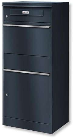 Metzler cassetta postale e box pacchi XXL da esterno, acciaio verniciato a polvere, colore grigio antracite RAL 7016, con targhetta del nome intercambiabile - Bispo RE