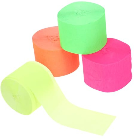 Vaguelly 8 Serpentinas Crepé para Decoración de Bodas y Cumpleaños Amarillos Fluorescentes Verdes Fluorescentes Rosa Accesorios de y Manualidades Fáciles de Usar